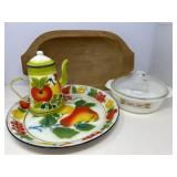 Platter Coffee Pot Wood Bowl Fire King Casserole