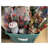 Large Tote of Christmas Decor and Supplies