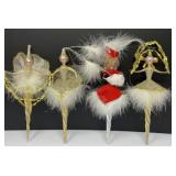 Four Glass Ballerina Fairy Ornaments