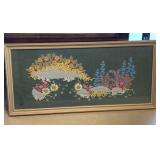 Framed Needlework Flower Garden