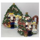 Fitz & Floyd Santa Teapot and Plate