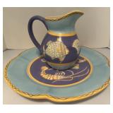 Ocean Theme Ceramic Platter and Pitcher