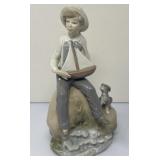 Lladro, Spain Sea Fever Boy with Boat and Dog