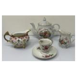 Porcelain Teapot, Creamers, Teacup and Saucer