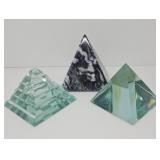 Glass and Marble Pyramid Paper Weights