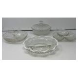 Opalescent Hobnail Candy Dishes, Lidded Bowl