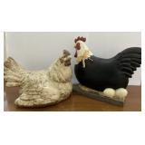 Wooden and Ceramic Hens