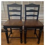 Pair of Wood and and Black Tone Chairs