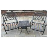 Large Metal Outdoor Chairs and Side Table A