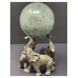 Marble Orb on Brass Elephant Stand