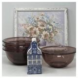 Oil Bouquet Cranberry Pyrex Bowls Delft House