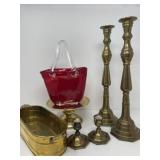 Brass Decor and Red Glass Purse