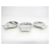 3 STERLING SILVER FOOTED OYSTER SHELL DISHES