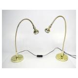 PAIR OF BRASS TONE FULLY ARTICULATING DESK LAMPS