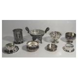 SILVERPLATED TRINKET BOWLS, CANDLEHOLDERS