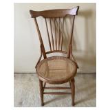 ANTIQUE BISTRO STYLE CHAIR WITH ROUND CANED SEAT