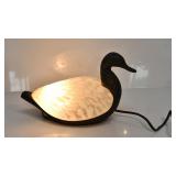 VINTAGE METAL & ART GLASS DUCK TABLE LAMP