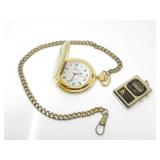 CELEBRITY GOLDTONE POCKET WATCH & TAXOR TIME WATCH