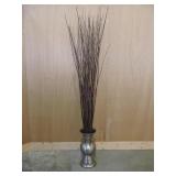 DRIED WILLOW STEMS IN HAMMERED BRUSHED STAINLESS