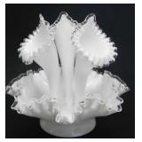 FENTON WHITE SILVER CREST 3 HORN EPERGNE BOWL