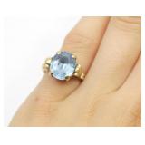 BLUE STONE SET IN GLUE10kt YELLOW GOLD RING-3.3g