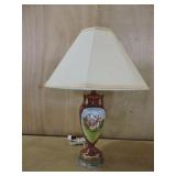 VINTAGE CERAMIC URN STYLE LAMP W/BRASS BASE