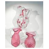 3 CRANBERRY GLASS PITCHERS