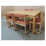 SOLID PINE DROP LEAF DINNING TABLE W/4 UPHOLSTERED