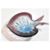 MURANO MCM ART GLASS BLUE AMETHYST FISH BOWL