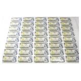 SHEET OF 40 UNCIRCULATED RCM 1973 $1 BANK NOTES