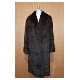 LONG DARK BROWN FUR COAT LARGE