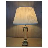 VINTAGE BRASS TABLE LAMP WITH GLASS STEM 24"T