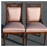 PAIR ANTIQUE EASTLAKE VICTORIAN PARLOR CHAIRS