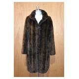 SEQUENCE REVERSIBLE DARK BROWN FAUX FUR COAT LARGE