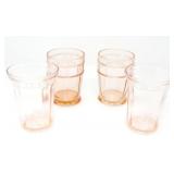 4 PINK DEPRESSION GLASS CUPS