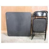 BLACK FOLDING GAME TABLE WITH 4 FOLDING CHAIRS