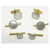 GENTLMENS DRESS STUD SET W/MOTHER OF PEARL INSERTS