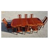 ROSEWOOD DINING TABLE 8 CHAIRS ASIAN-STYLED