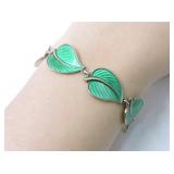 NORWEGIAN STERLING ENAMEL LEAF BRACELET-12g TOTAL