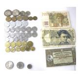 FRENCH & SWISS FRANCS W/ 3 SILVER COINS