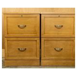 PAIR 2 DRAWER WOODEN FILING CABINET 16.5"W19"D28"T