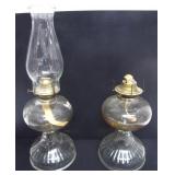 2 VINTAGE OIL LAMPS W/ ONE CHIMNEY