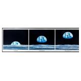 EARTH VIEWED FROM THE MOON TRIPTYCH FRAMED POSTER