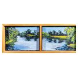 BARBARA SOHN 2003 DIPTYCH RIDEAU RIVER ACRYLIC