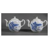 (2) Antique Chinese Blue & White Teapots