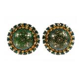 HATTIE CARNEGIE EARRINGS, GLASS DOME