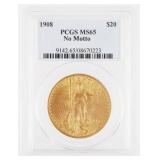 1908 $20 Gold Double Eagle, MS65 PCGS