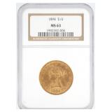 GOLD: 1894 $10 Eagle, NGC MS63