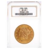 GOLD: 1904 $20 Double Eagle, NGC MS65