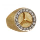 14k Gold Mercedes Benz Logo Diamonds Ring